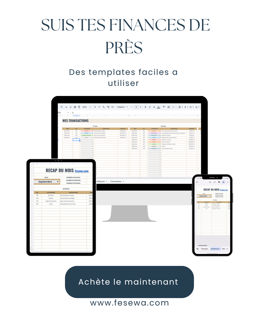 Template Google Sheets Gestion de budget mensuel