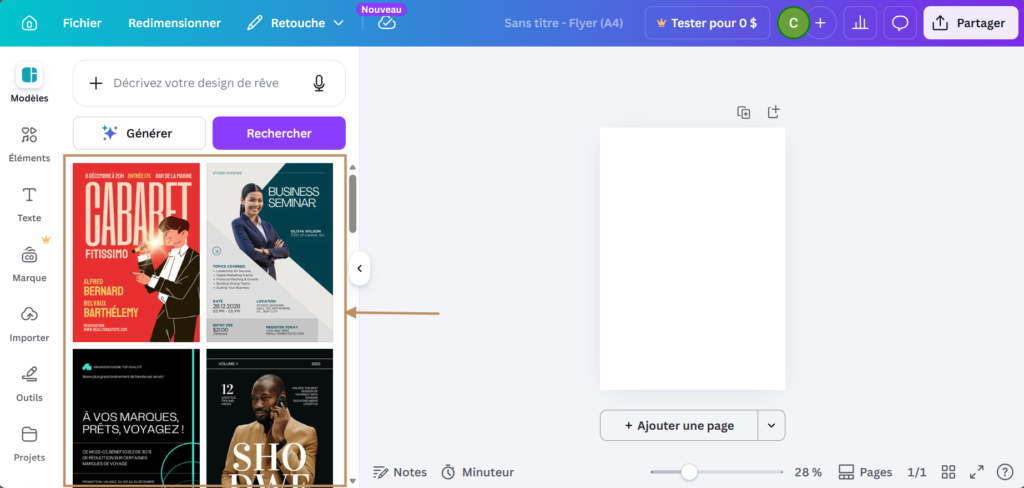 Choisir son template Canva
